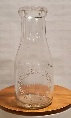 Pint Embossed Milk Bottle Columbia Dairy Farm Manahawkin NJ New Jersey • $49