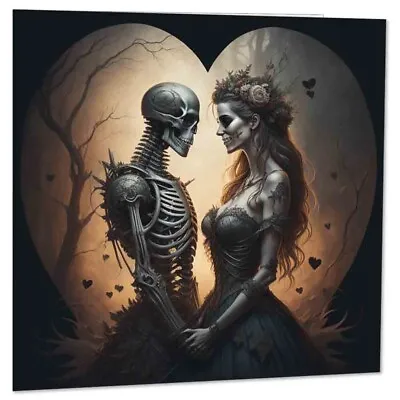 Gothic Anniversary Card - Skull Goth Alternative Valentines Card 145 X 145mm • £2.99