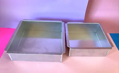 Vintage Set Of 2 MAGIC LINE CAKE PANS -10 X 10 X 3 & 8 X 8 X3 Inches USA • $38