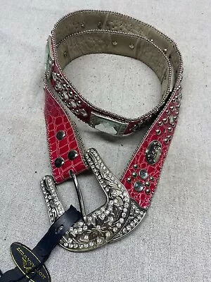 Montana West Women's Large Pink Alligator Embossed Rhinestones Crystal Belt  • $24.99