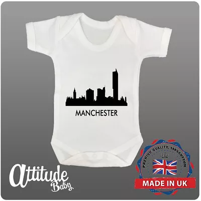 Manchester Baby Grows-Printed With Manchester Sky Line-Skyline Baby Shower Gifts • $10.57