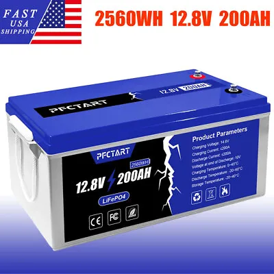 200Ah 12.8V Deep Cycle LiFePO4 Lithium Battery 100A BMS For RV Solar Home Boat • $519.99