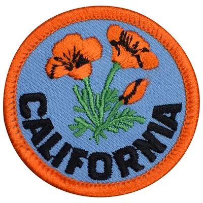 Small California Poppy Patch -Flower Bloom CA Badge 2  (Iron On) • $2.99