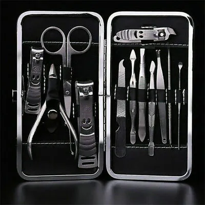 12pcs Manicure Set Nail Clippers Pedicure Kit Professional Grooming Tools Travel • $7.99