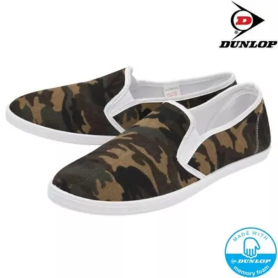 Mens Dunlop Canvas Shoes Memory Foam Casual Plimsolls Pumps Boat Deck Trainers • £12.95