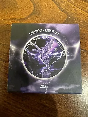 2022 Mexico Libertad Colorized Purple Lightning Storm Edition 1 Oz Silver Coin. • $85