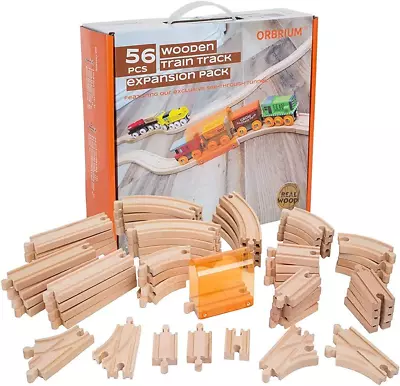 56 Piece Wooden Train Track Expansion Pack With Tunnel Compatible Thomas Wooden  • $80.92