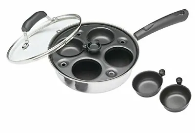 Kitchencraft 4 Egg Poacher Pan Carbon Steel Round Shape Non Stick Extra Deep • £18.73