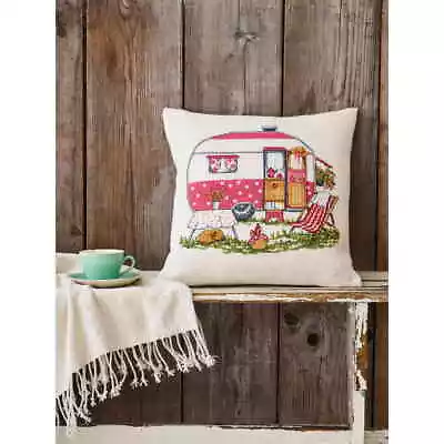 Permin Counted Cross Stitch Kit Cushion Front  Caravan  40x40cm DIY • £35.88