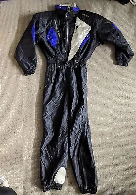 Descente Ski Suit Mens Small Vintage Black Purple One Piece Snow Lined  • $125.99