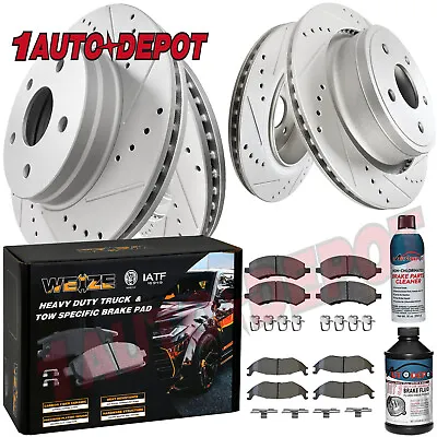 Front & Rear Drilled Disc Rotors + Brake Pads For 2006-2018 Dodge Ram 1500 5 Lug • $239.69