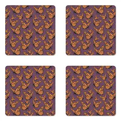 £19.64 • Buy Ambesonne Butterfly Art Coaster Set Of 4 Square Hardboard Gloss Coasters