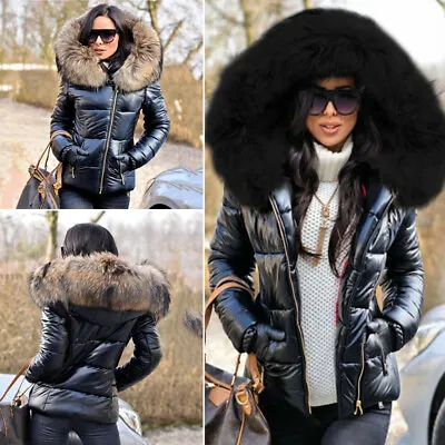£26.59 • Buy UK Womens Winter Warm Quilted Padded Parka Short Fur Collar Hooded Coat Jacket