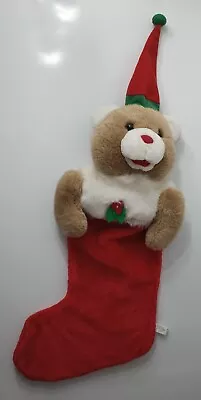 Vintage Teddy Bear Christmas Stocking Large Size 30  Red ***Read Description*** • $19.99