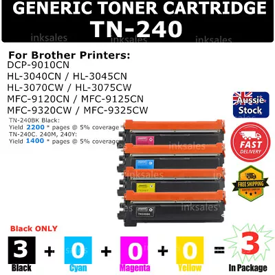 3 TN240 TN 240 Black ONLY Toner Cartridge For Brother MFC9120CN HL3040CN HL3045 • $44.30