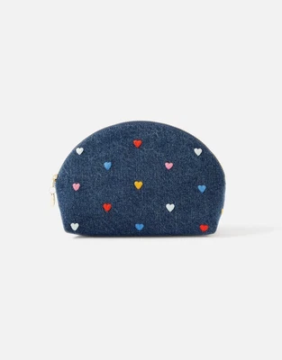 £11.99 • Buy New With Tags Accessorize Heart Print Denim Blue Make Up Bag