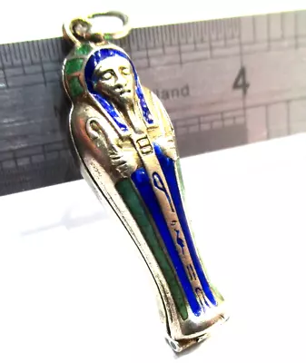 Antique  Art Deco  800  Silver Egyptian  Sarcophagus  Pharaoh  Mummy Tomb Charm • £1.20