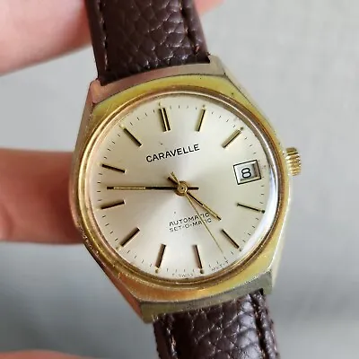 Vintage Bulova Caravelle Men's Automatic Watch Date ETA 2783 17Jewels 1978 • $125