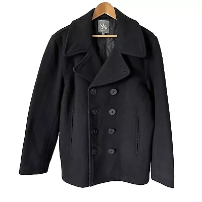 Spiewak Peacoat Mens Large Black Double Breasted Wool Vintage L US NAVY • $40