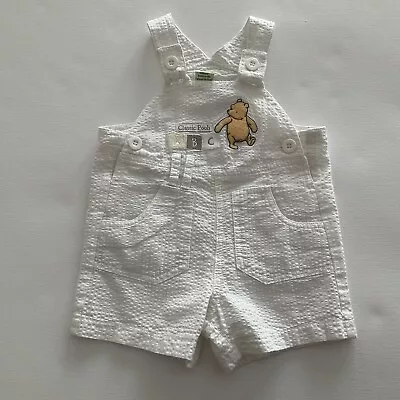 Winnie The Pooh Baby Boy Overalls Shortalls Size 000 Disney - Pre Owned • $18.50