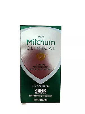 Mitchum Men Clinical Unscented Soft Solid Antiperspirant Deodorant 1.6 Oz. New • $29.99