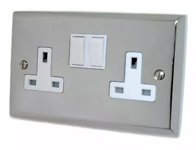 G&H SC10W Spectrum Plate Polished Chrome 2 Gang Double 13A Switched Plug Socket • £16.75