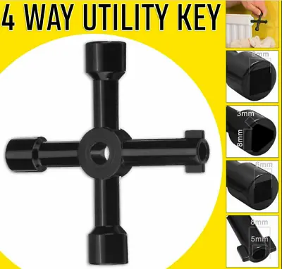 £2.38 • Buy 4 WAY Multi Utility Box Key Gas Meter Electricity Plumbing Stop Cocks Triangle