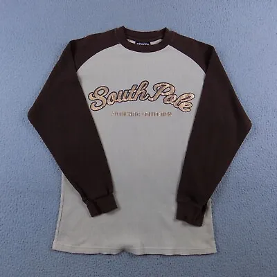 VINTAGE Southpole Shirt Mens Medium Brown Tan Waffle Thermal Casual Base Layer • $13.96