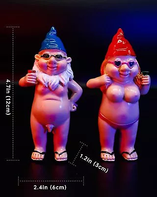 2 PCS Naked Gnomes Statues 4.7 Inch Naughty Garden Gnome Funny Statue For Home • $12.98