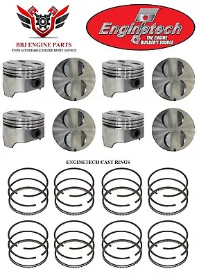 Ford Mercury 289 302 5.0 64 - 85 Enginetech Flat Top Pistons (8) - Cast Rings  • $176.24