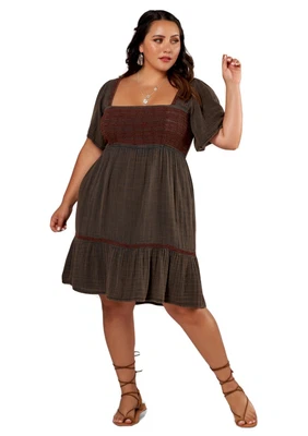 $20 • Buy THE POETIC GYPSY Womens Earth First Shirred Midi Dress  - Size 16