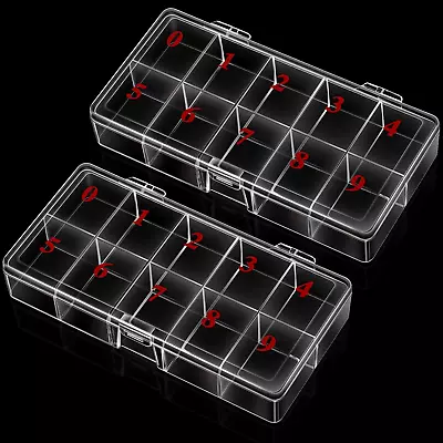 2 Pieces Nail Tip Box False Empty Nail Tips Organizer Storage Box With 10 Number • $28.99