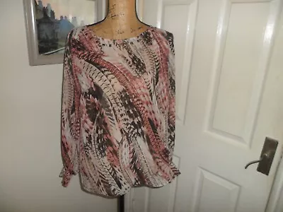 Dorothy Perkins Ladies Top Cinanmon & Black Print Size 14 Ex Con • £2.99