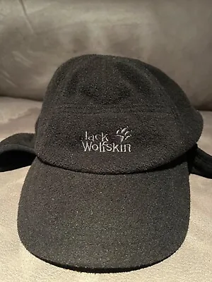 JACK WOLFSKIN Mens Ear Flap Fleece Army Cap Medium Black Polyester L041 • £12.57