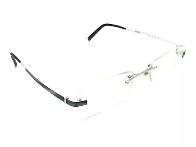 FLAIR 741 538 Brushed Chrome Black Rimless Eyeglasses Frames Vintage 52-19 140 • $79.99