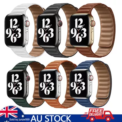 $11.99 • Buy AU For Apple Watch IWatch Band Series 8 7 SE 6 5 4 3 Magnetic Leather Link Strap