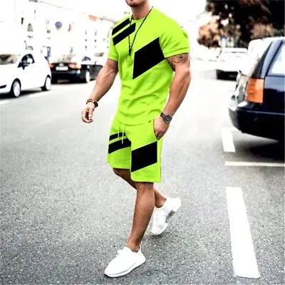 Mens Short Sleeve T-Shirts And Shorts Summer Outfit 2-Piece Set Sweatsuit Set • $21.62