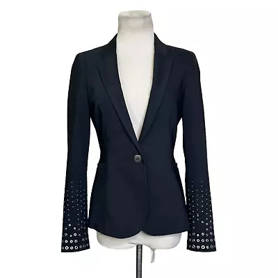 ZARA Black Studded Sleeves One Button Tuxedo Jacket Size Small • £35.47