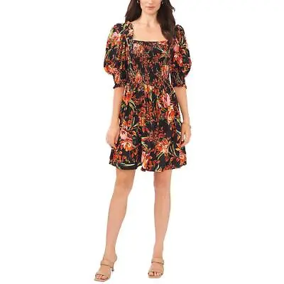MSK Womens Floral Mini Smocked Fit & Flare Dress BHFO 8852 • $10.99