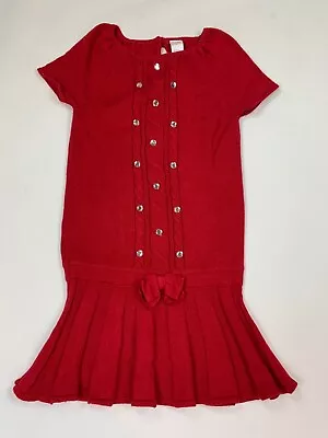 Gymboree  Holiday Dressy Red Gem Detailed Cable Drop Waist Sweater Dress 6 • $14.36
