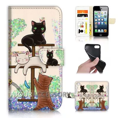 ( For IPhone 6 / 6S ) Wallet Flip Case Cover AJ40239 Cartoon Cat • $12.99