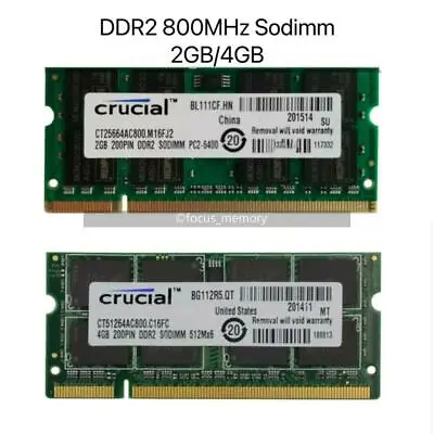 £6.82 • Buy DDR2 Ram 2GB 4 GB 8 GB PC2-6400 800MHZ 200PIN PC2-5300 667MHZ Laptop SO-DIMM Lot