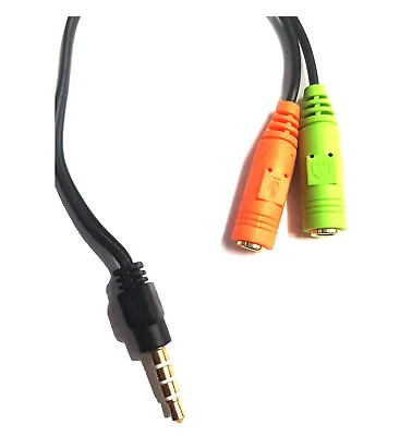 £3.20 • Buy 3.5mm Stereo Headphone Microphone Audio Splitter Cable Adapter Male To 2 Female