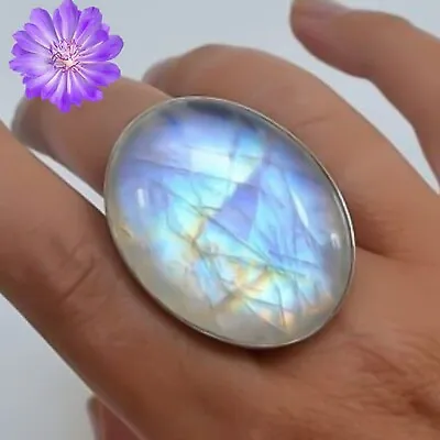 Rainbow Moonstone Gemstone 925 Sterling Silver Handmade Ring Jewelry In All Size • $7.35