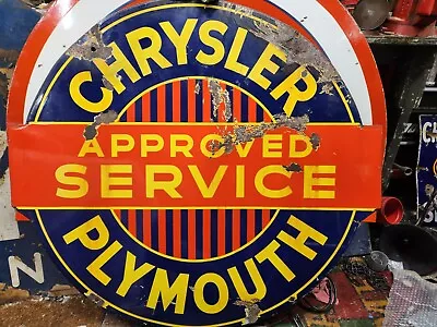 Vintage Original Antique Gas Oil General Store Porcelain Chrysler Plymouth Sign  • $1250