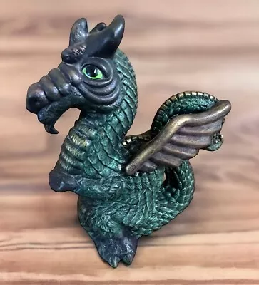 Vintage Green Dragon Sculpture Figurine Ceramic Sculpture Sparkle Color • $59.99