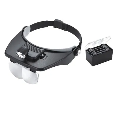 Headband Magnifier With LED Light Handsfree Head Mount Magnifying Glass Headset • £17.92