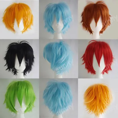 Men Boys Vogue Short Hair Wig Heat Resistant Layer Straight Full Wigs Cosplay Sc • $15.58