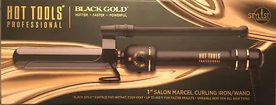 Hot Tools Black Gold Titanium Micro-Shine Marcel Curling Iron 1  Dual Voltage • $58.88