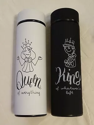 King & Queen Thermos Set Throwback Traits Love W/Tea Infuser New Vacuum Mug • $18